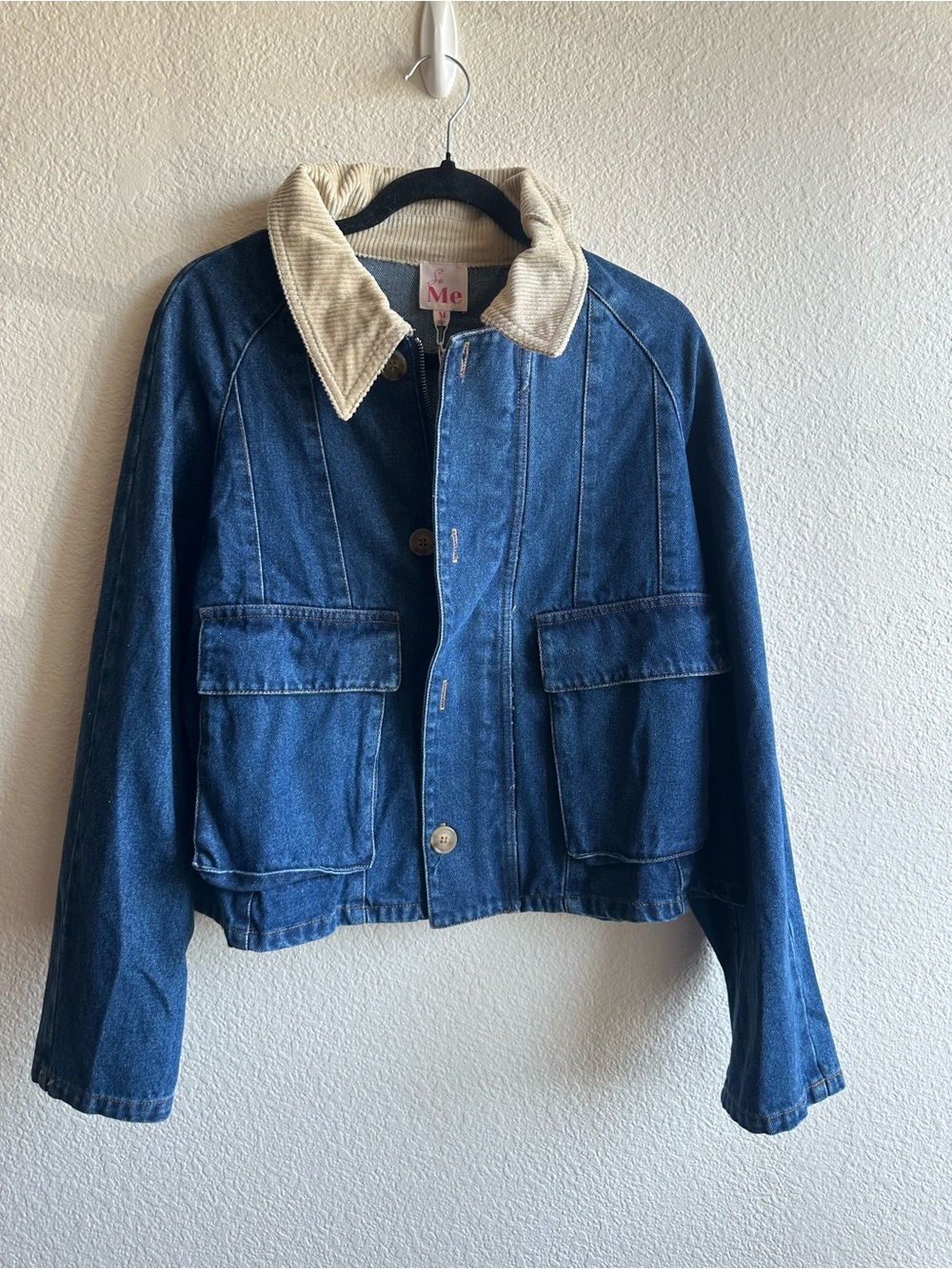 Womens Son Me Denim Jacket with Cream Corduroy Collar